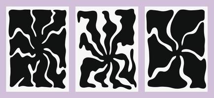 matisse stijl monochroom zwart en wit vormen poster set. abstract bloem ontwerpen vector