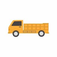 verzending snelle levering voertuig vrachtwagen geïsoleerd op een witte achtergrond. gele retro vrachtvrachtwagens transport voor bezorgserviceconcept in cartoon-stijl. vlakke stijl vector illustratie