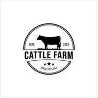 vector wijnoogst vee dier boerderij logo ontwerp concept illustratie idee