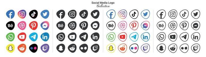 populair sociaal netwerk logo pictogrammen facebook, instagram, youtube, pinterest, tiktok en enz logo pictogrammen, sociaal media icoon reeks vector
