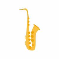 saxofoon pictogram. muziekinstrument voor jazz. gouden muziekinstrumenten concept. klassieke muziek, uitvoering van jazzconcerten. platte cartoon vectorillustratie geïsoleerd op een witte achtergrond. vector