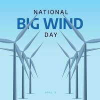 nationaal groot wind dag. groot wind dag vector illustratie met wind molen ang wereldbol. vlak illustratie voor wind dag.