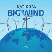 nationaal groot wind dag. groot wind dag vector illustratie met wind molen ang wereldbol. vlak illustratie voor wind dag.