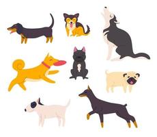 tekenfilm kleur verschillend schattig honden set. vector