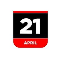 21e april kalender bladzijde icoon. 21 apr dag. vector