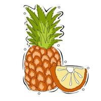 ananas geheel en plak. fruit voor gezond levensstijl vector