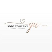 eerste gu vrouwelijk logo collecties sjabloon. handschrift logo van eerste handtekening, bruiloft, mode, juwelen, boetiek, bloemen en botanisch met creatief sjabloon voor ieder bedrijf of bedrijf. vector