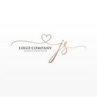 eerste js vrouwelijk logo collecties sjabloon. handschrift logo van eerste handtekening, bruiloft, mode, juwelen, boetiek, bloemen en botanisch met creatief sjabloon voor ieder bedrijf of bedrijf. vector