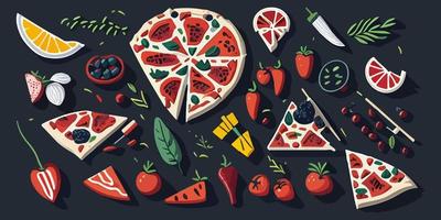 traditioneel Italiaans pizzeria uithangbord, vlak vector illustratie