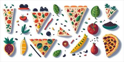 kleurrijk vlak vector illustratie van een garnaal pizza plak