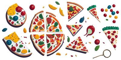 smakelijk en kaasachtig vlak vector illustratie van een pizza taart