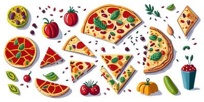 smakelijk vlak vector illustratie van een plak van garnaal pizza