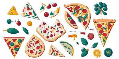 heerlijk vlak vector illustratie van een plak van peperoni pizza