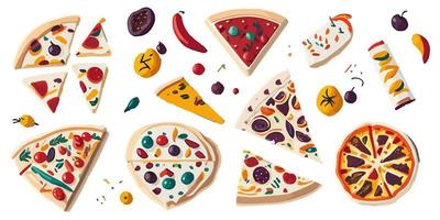 perfect voor pizzeria's, deze vlak vector pizza illustraties zullen maken uw mond water