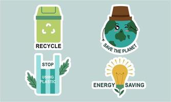 vlak ontwerp ecologie badges pak vector