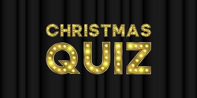 Kerstmis quiz neon trivia vector achtergrond. Kerstmis vooravond wedstrijd partij in kroeg knal helder 3d doopvont tekst. broadway gouden spel lettertype illustratie. kennis nacht wedstrijd tonen gloed banier