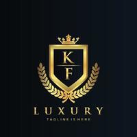 kf brief eerste met Koninklijk luxe logo sjabloon vector