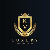 kv brief eerste met Koninklijk luxe logo sjabloon vector