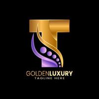 luxe goud brief t logo's. wijnoogst decoratief ontwerp. vector