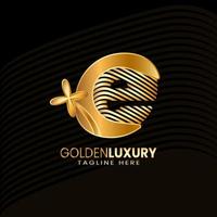 luxe goud brief e logo's. wijnoogst decoratief ontwerp. vector