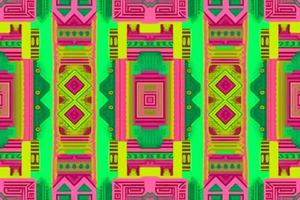 Egyptische patroon groen roze en geel achtergrond. abstract traditioneel volk antiek tribal etnisch grafisch lijn. overladen elegant luxe wijnoogst retro stijl. structuur textiel kleding stof etnisch Egypte patronen vector