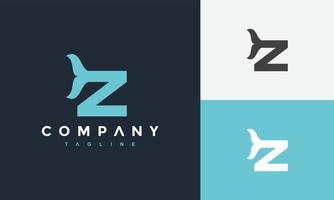 brief z walvis staart logo vector