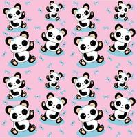 hand- getrokken abstract patroon met schattig baby panda vector