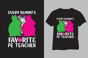 een t-shirt dat zegt elke konijntje favoriete leraar Aan het vector