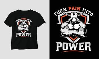 Sportschool minnaar t-shirt ontwerp met bodybuilders illustratie vector