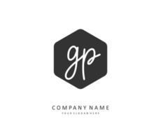 gp eerste brief handschrift en handtekening logo. een concept handschrift eerste logo met sjabloon element. vector