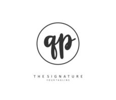 qp eerste brief handschrift en handtekening logo. een concept handschrift eerste logo met sjabloon element. vector