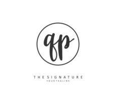 qp eerste brief handschrift en handtekening logo. een concept handschrift eerste logo met sjabloon element. vector