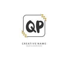 qp eerste brief handschrift en handtekening logo. een concept handschrift eerste logo met sjabloon element. vector