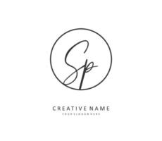 sp eerste brief handschrift en handtekening logo. een concept handschrift eerste logo met sjabloon element. vector