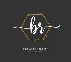 br eerste brief handschrift en handtekening logo. een concept handschrift eerste logo met sjabloon element. vector