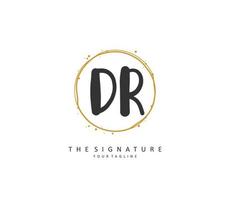 dr eerste brief handschrift en handtekening logo. een concept handschrift eerste logo met sjabloon element. vector