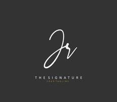 jr eerste brief handschrift en handtekening logo. een concept handschrift eerste logo met sjabloon element. vector