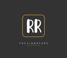 rr eerste brief handschrift en handtekening logo. een concept handschrift eerste logo met sjabloon element. vector