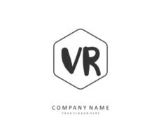 vr eerste brief handschrift en handtekening logo. een concept handschrift eerste logo met sjabloon element. vector