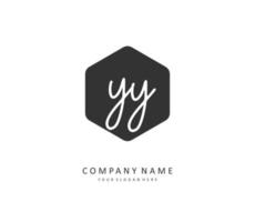 yy eerste brief handschrift en handtekening logo. een concept handschrift eerste logo met sjabloon element. vector