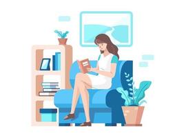 vrouw leest een boek vector
