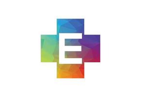 kleurrijk laag poly en eerste e brief logo ontwerp, vector illustratie