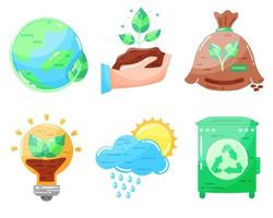 eco pictogrammen set. ecologisch icoon. groen energie. zonne- panelen. vlak stijl. groen energie. schoon planeet. vector