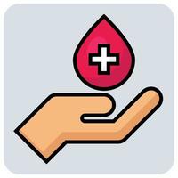 gevulde kleur schets icoon voor bloed transfusie. vector