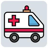 gevulde kleur schets icoon voor ambulance vervoer. vector