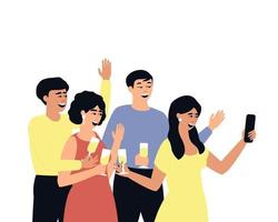 vrienden maken een selfie op het feest vector