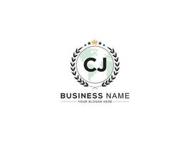 minimalistische cj logo icoon, creatief kroon drie brief cj logo beeld vector