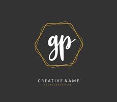 gp eerste brief handschrift en handtekening logo. een concept handschrift eerste logo met sjabloon element. vector