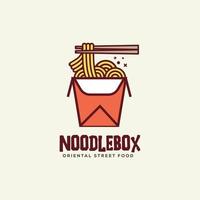 noodle logo met papier zak vector sjabloon