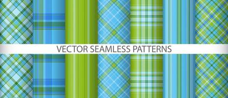 reeks vector Schotse ruit textiel. kleding stof patroon plaid. naadloos structuur controleren achtergrond.